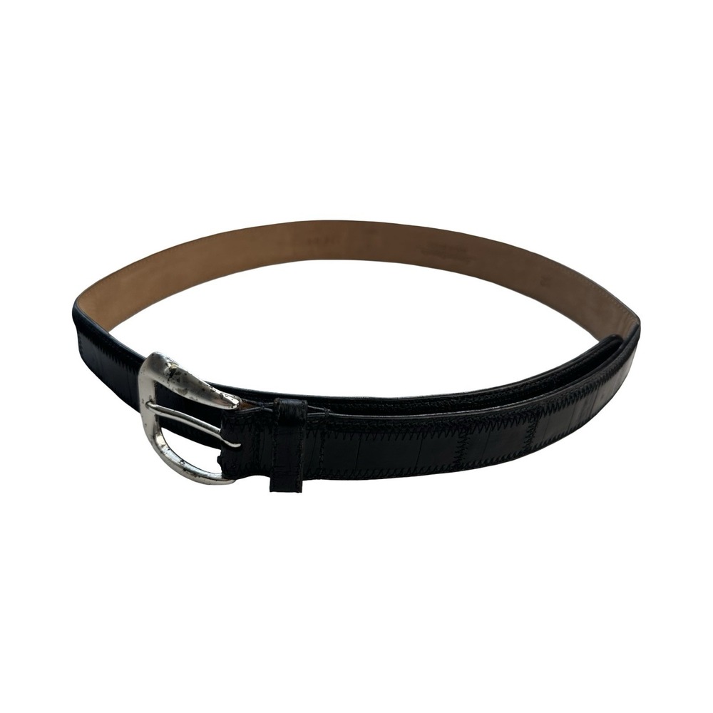 Bespoke Black Genuine Crocodile Leather Belt Made in USA Mens Size 32 0334 01